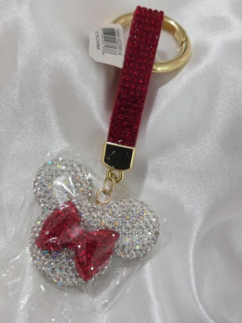 Sparkling Red Bow Mickey Keychain Wristlet